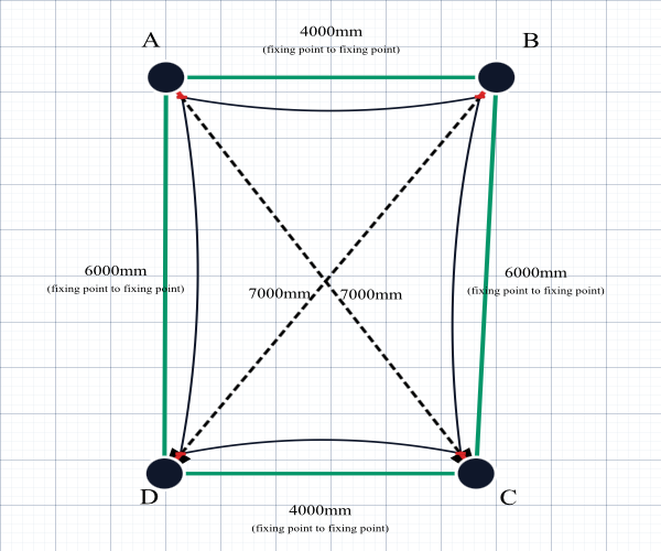 Custom ExtraBlock 330 Shade Sail - Cream - 4 Corner - Technical Drawing