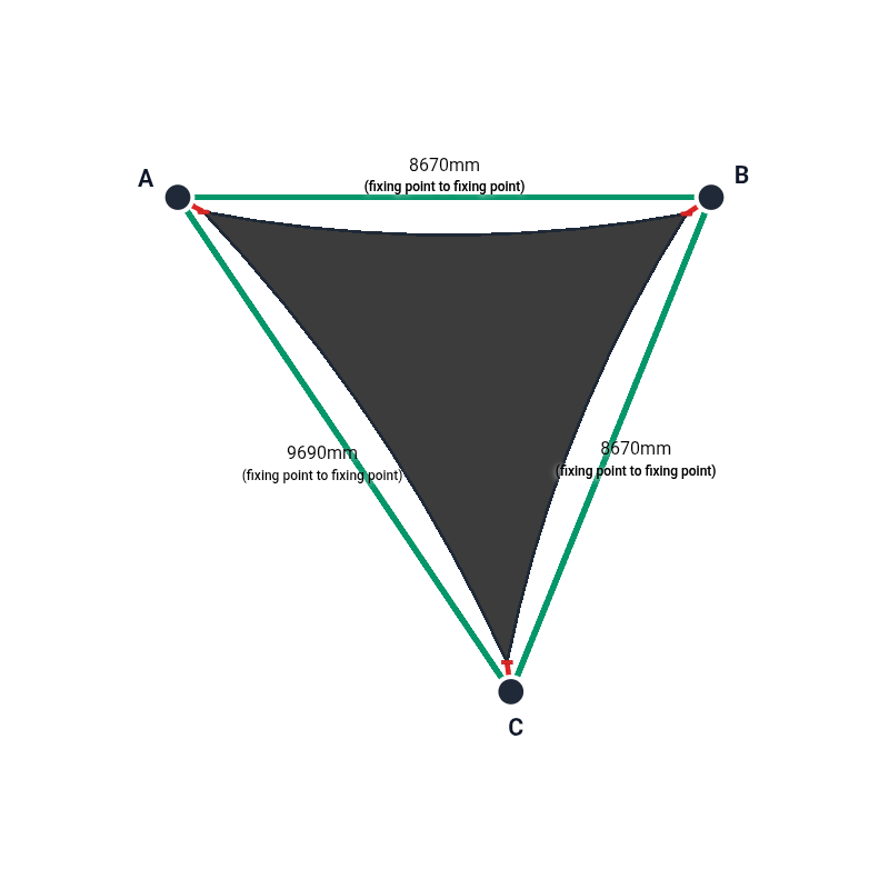 Custom Monotec 370 Shade Sail - Graphite Grey - 3 Corner