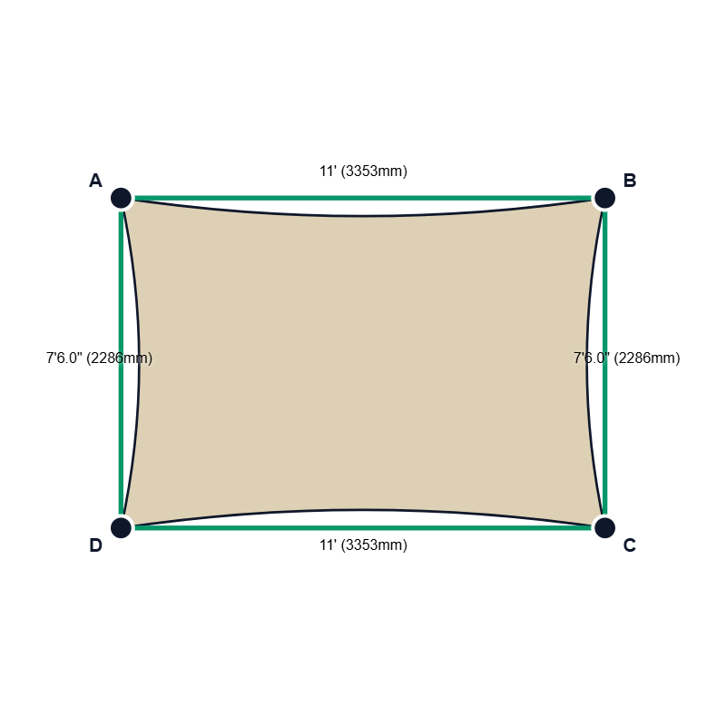 Custom Commercial 95 Shade Sail - Natural - 4 Corner