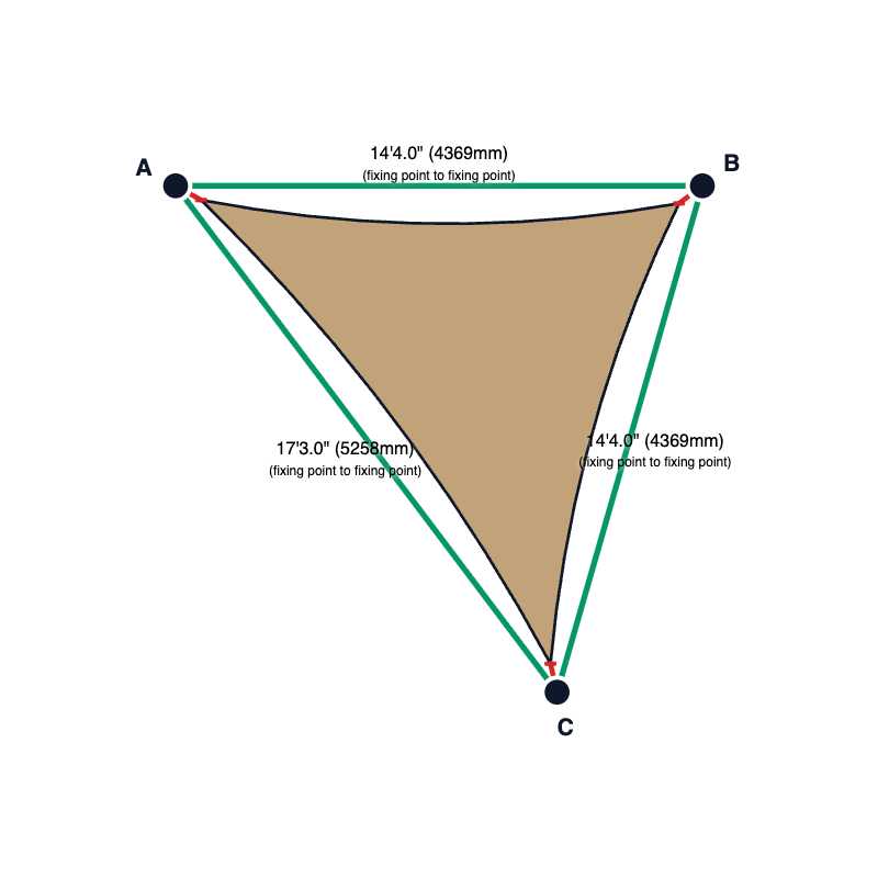 Custom Commercial 95 Shade Sail - Desert Sand - 3 Corner