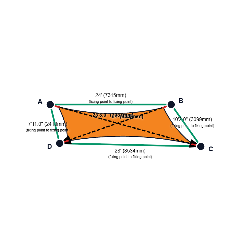 Custom Monotec 370 Shade Sail - Sherbet Orange - 4 Corner