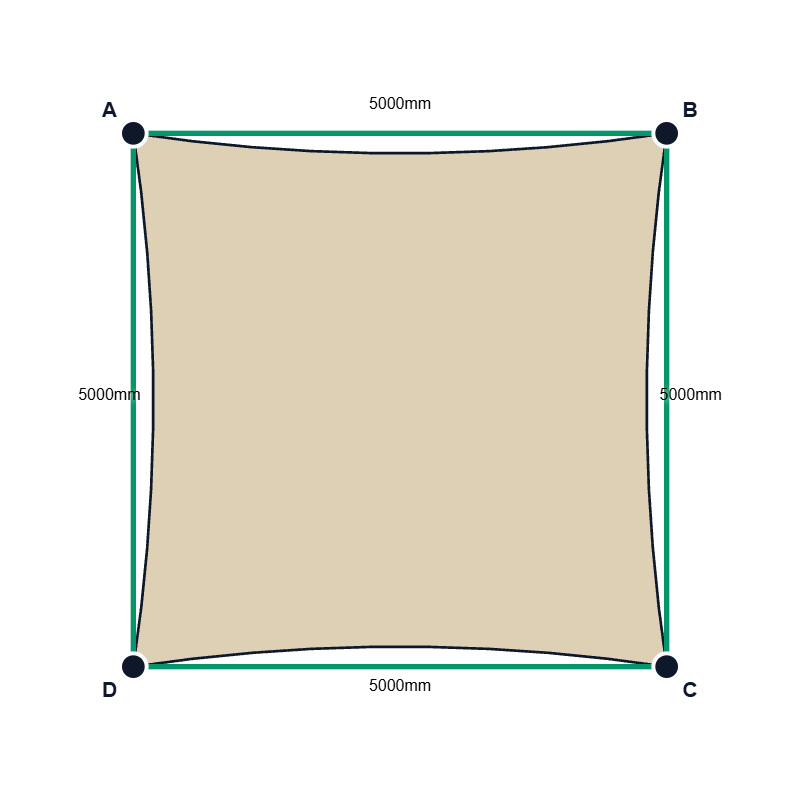 Custom Commercial 95 Shade Sail - Natural - 4 Corner