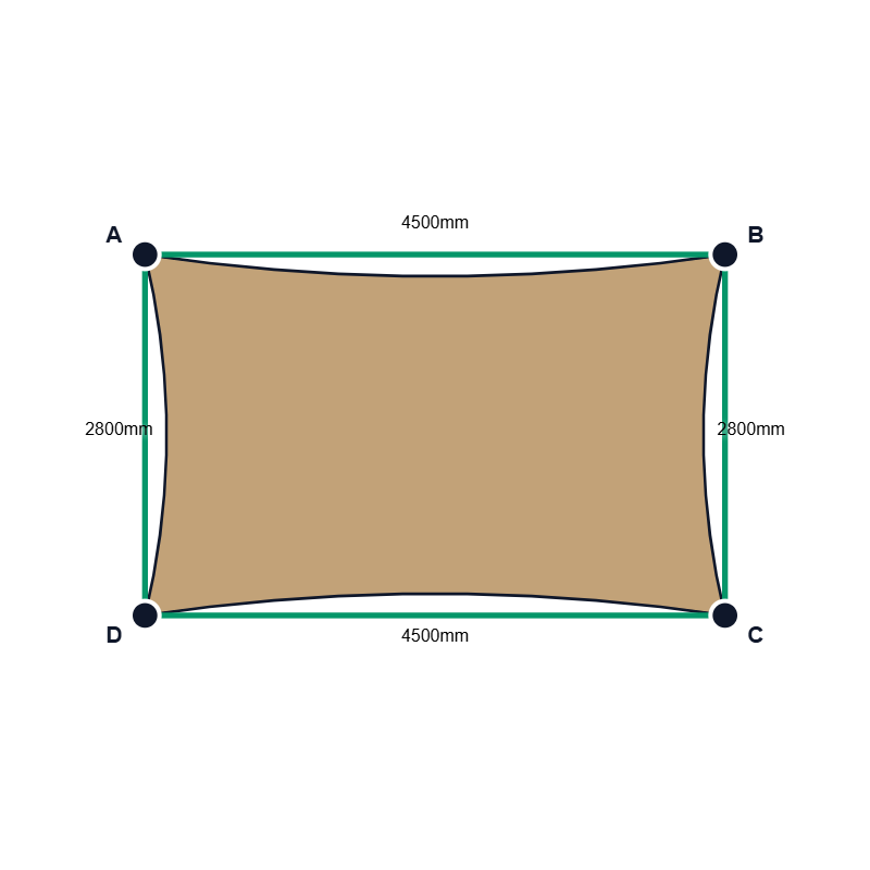 Custom Shadetec 320 Shade Sail - Desert Sand - 4 Corner