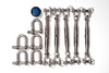 Five-corner Shade Sail hardware kit with stainless steel turnbuckles, D-shackles and thread grease.