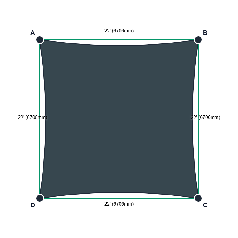 Custom ExtraBlock 330 Shade Sail - Charcoal - 4 Corner