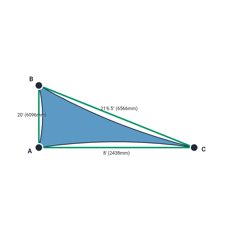 Custom ExtraBlock 330 Shade Sail - Dove Blue - 3 Corner