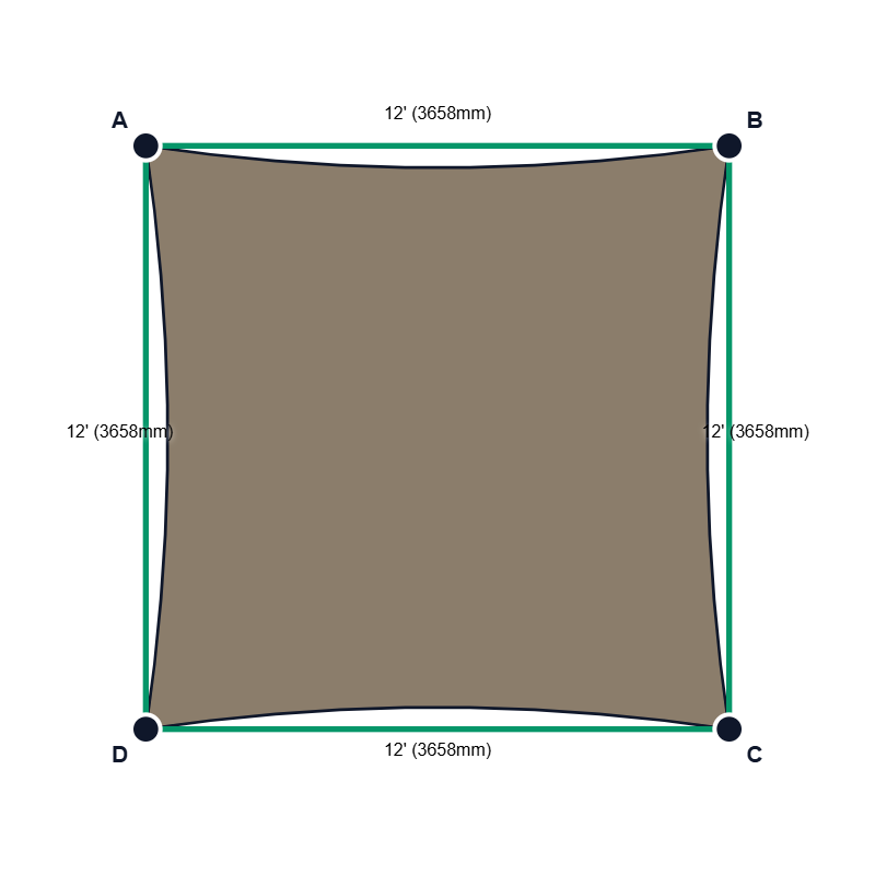 Custom Commercial 95 Shade Sail - Driftwood - 4 Corner
