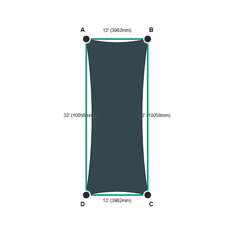 Custom ExtraBlock 330 Shade Sail - Charcoal - 4 Corner