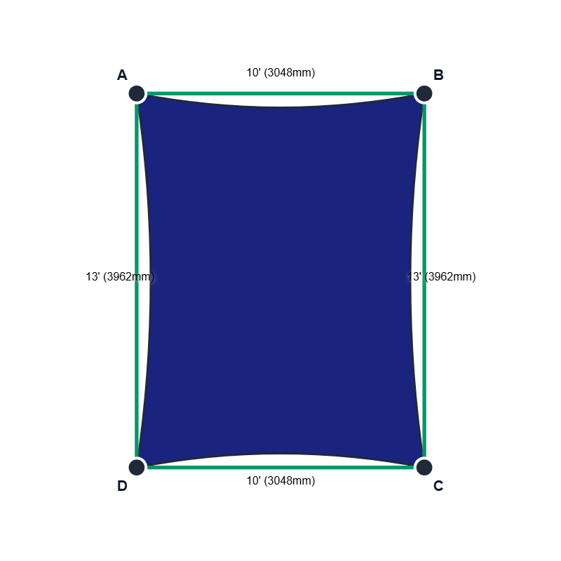 Custom Monotec 370 Shade Sail - Sheba Navy - 4 Corner