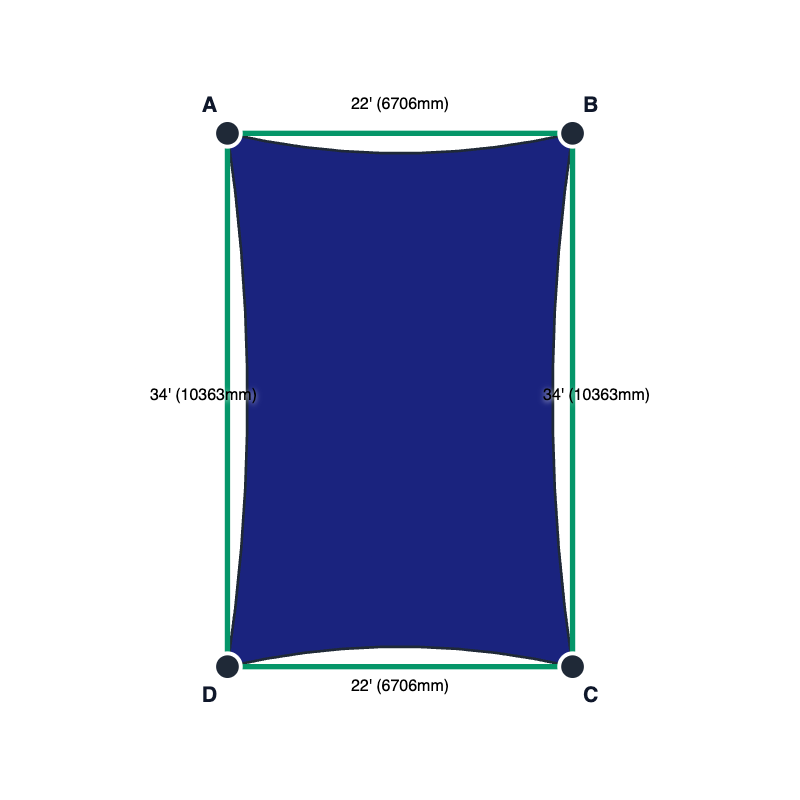Custom Monotec 370 Shade Sail - Sheba Navy - 4 Corner