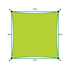 Custom Monotec 370 Shade Sail - Lime Fizz - 4 Corner - Technical Drawing