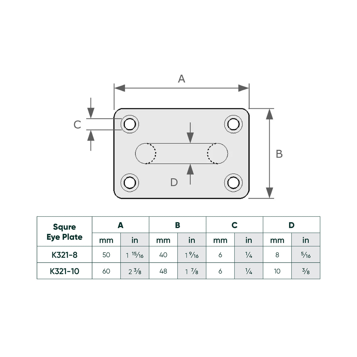 Square Eye Plate SS 316-10mm