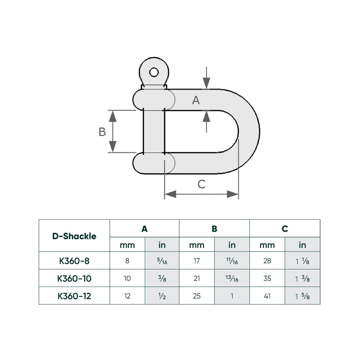 D-Shackle SS 316-10mm