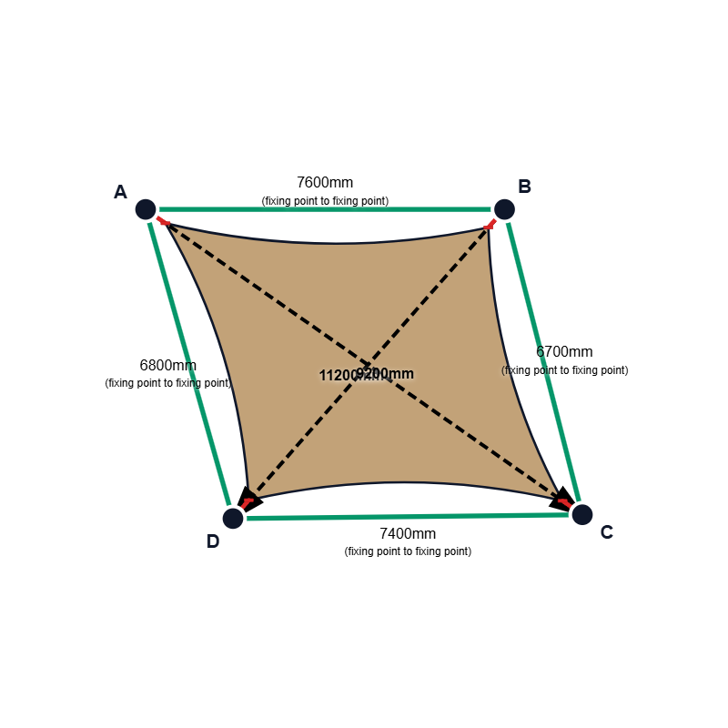Custom Shadetec 320 Shade Sail - Desert Sand - 4 Corner