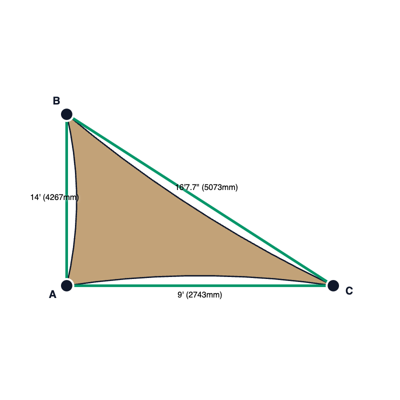 Custom Commercial 95 Shade Sail - Desert Sand - 3 Corner
