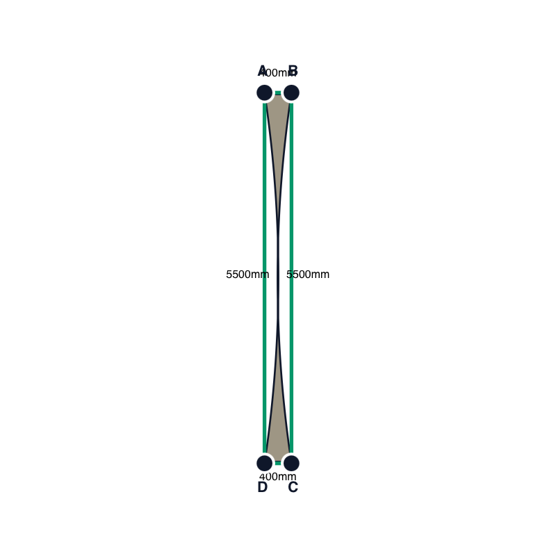 Custom Commercial 95 Shade Sail - Stone - 4 Corner - Technical Drawing