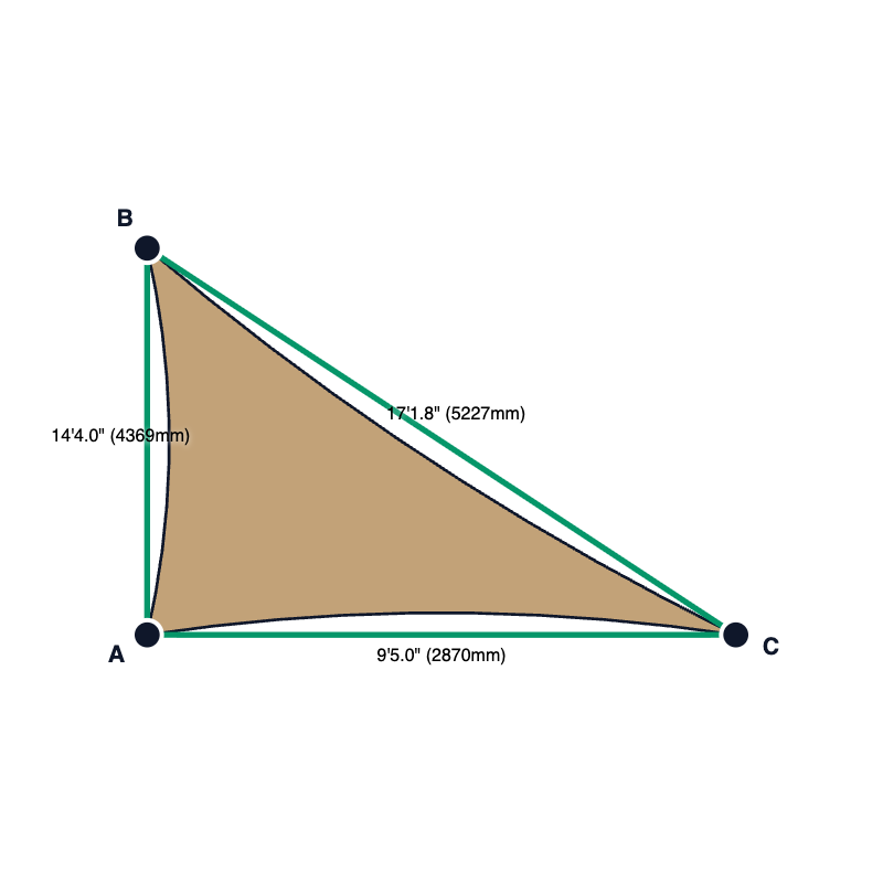 Custom Commercial 95 Shade Sail - Desert Sand - 3 Corner