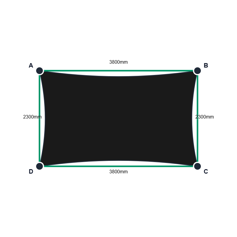 Custom Monotec 370 Shade Sail - Domino Black - 4 Corner