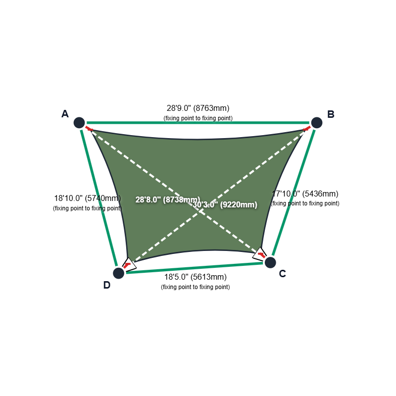 Custom Commercial 95 Shade Sail - Rivergum - 4 Corner
