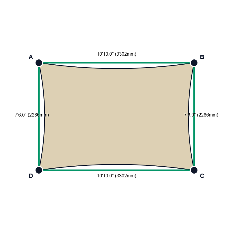 Custom Commercial 95 Shade Sail - Natural - 4 Corner