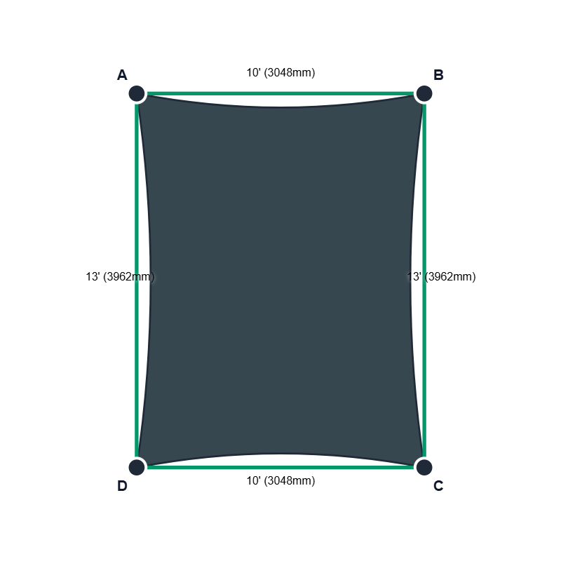 Custom Commercial 95 Shade Sail - Charcoal - 4 Corner