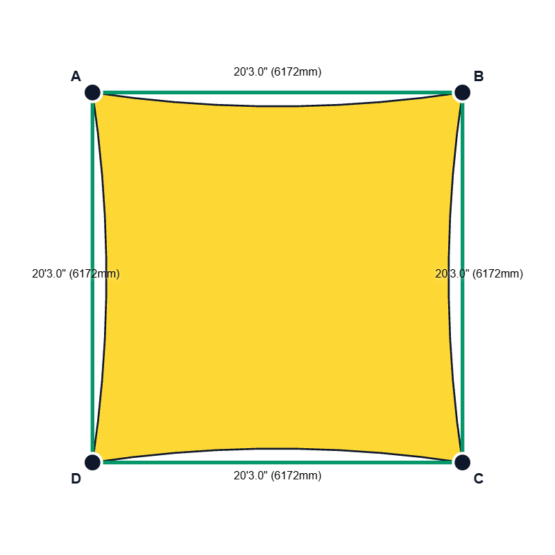 Custom Monotec 370 Shade Sail - Mellow Haze Yellow - 4 Corner