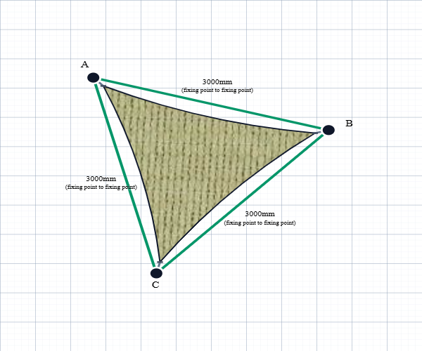 Custom ExtraBlock 330 Shade Sail - Beige - 3 Corner - Technical Drawing
