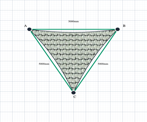 Custom ExtraBlock 330 Shade Sail - Pearl Onyx - 3 Corner - Technical Drawing
