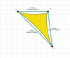 Custom Monotec 370 Shade Sail - Mellow Haze Yellow - 3 Corner - Technical Drawing