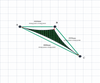 Custom Monotec 370 Shade Sail - Koonunga Green - 3 Corner - Technical Drawing