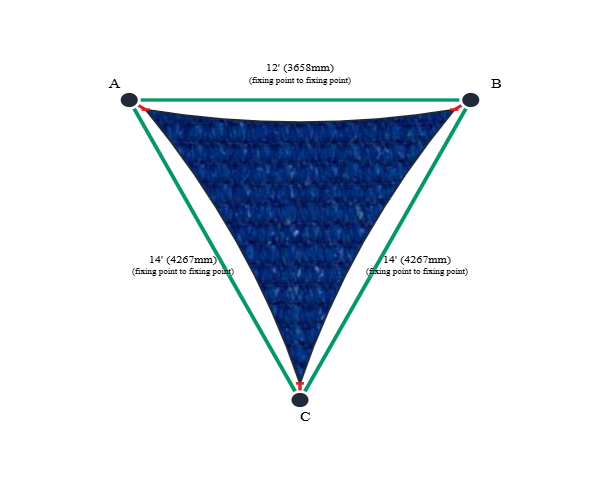 Custom Commercial 95 Shade Sail - Aquatic Blue - 3 Corner