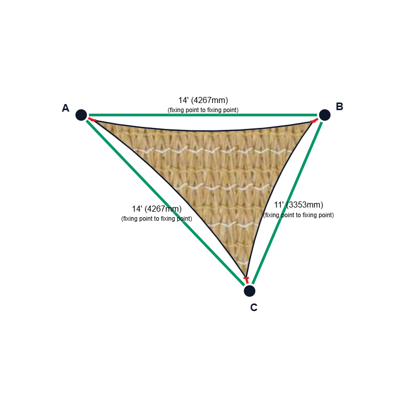 Custom Commercial 95 Shade Sail - Desert Sand - 3 Corner