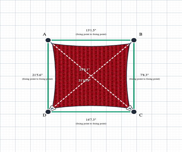 Custom Monotec 370 Shade Sail - Candy Red - 4 Corner