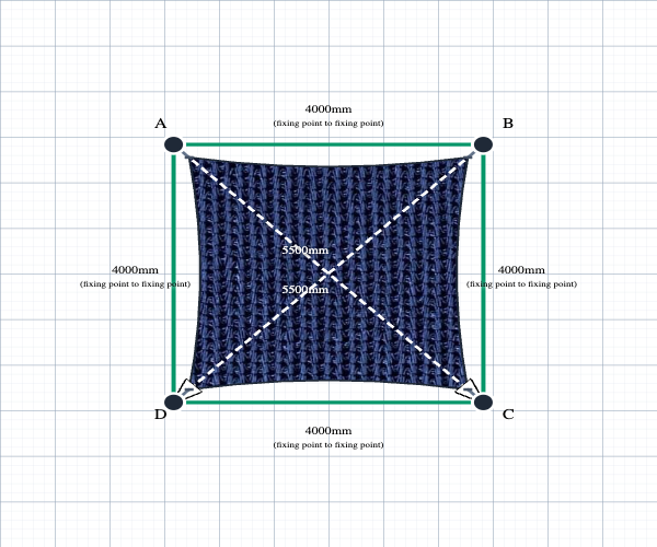 Custom Monotec 370 Shade Sail - Sheba Navy - 4 Corner