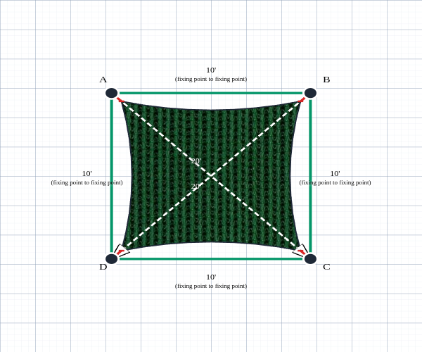 Custom Monotec 370 Shade Sail - Koonunga Green - 4 Corner