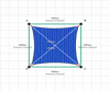 Custom Monotec 370 Shade Sail - Bundena Blue - 4 Corner - Technical Drawing