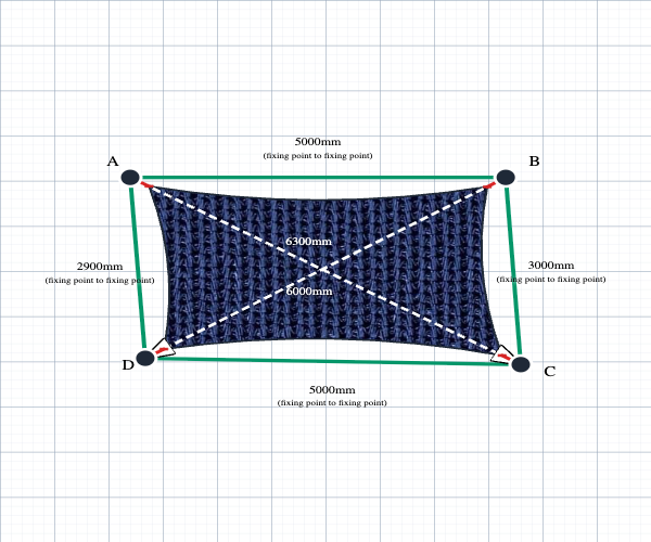 Custom Monotec 370 Shade Sail - Sheba Navy - 4 Corner