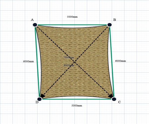 Custom Shadetec 320 Shade Sail - Desert Sand - 4 Corner