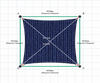 Custom Monotec 370 Shade Sail - Sheba Navy - 4 Corner - Technical Drawing