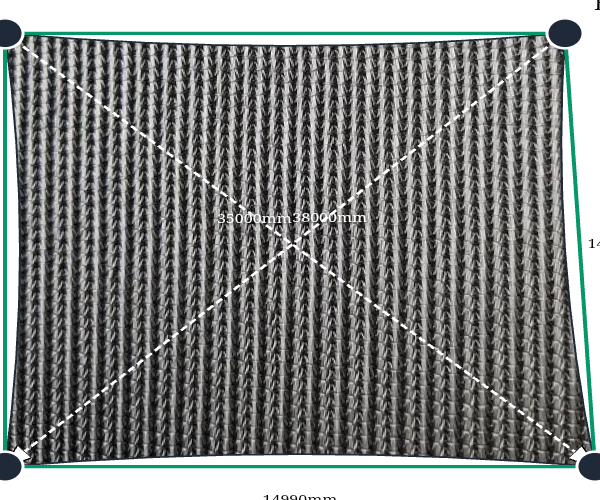 Custom Monotec 370 Shade Sail - Titanium - 4 Corner - Technical Drawing
