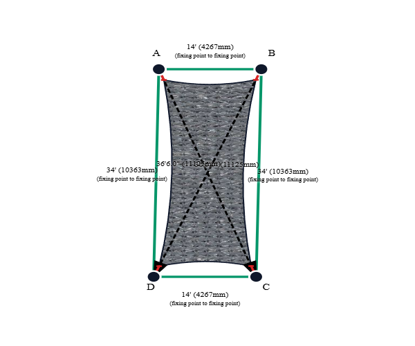 Custom Shadetec 320 Shade Sail - Alpine Silver - 4 Corner