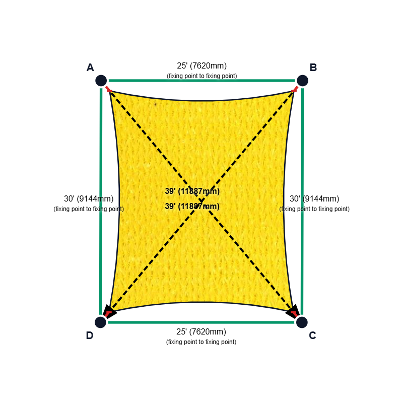 Custom Shadetec 320 Shade Sail - Sunshine Yellow - 4 Corner