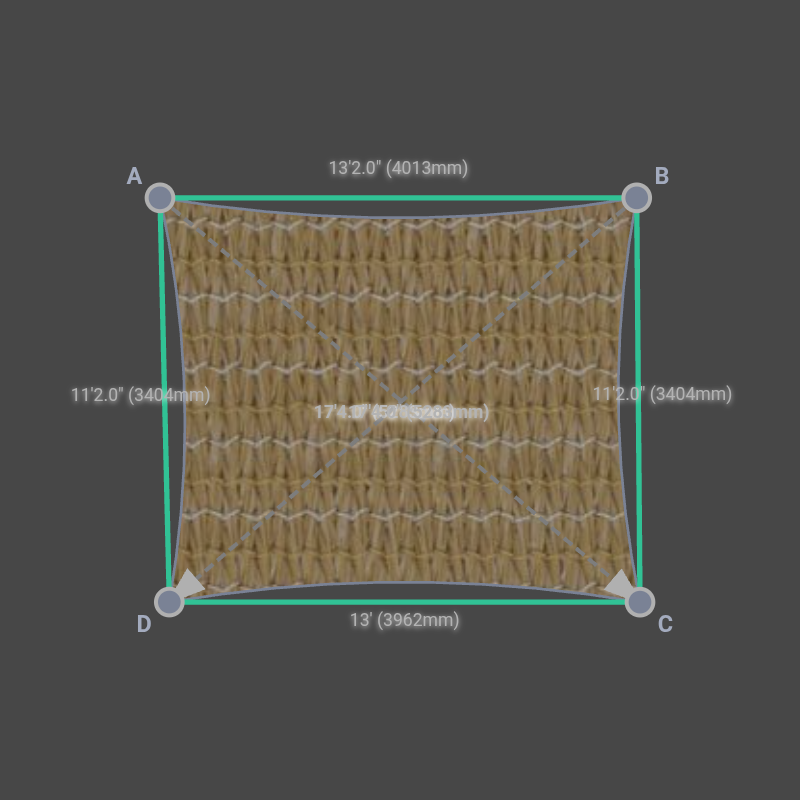 Custom Commercial 95 Shade Sail - Desert Sand - 4 Corner
