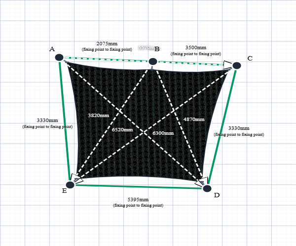 Custom Monotec 370 Shade Sail - Domino Black - 5 Corner