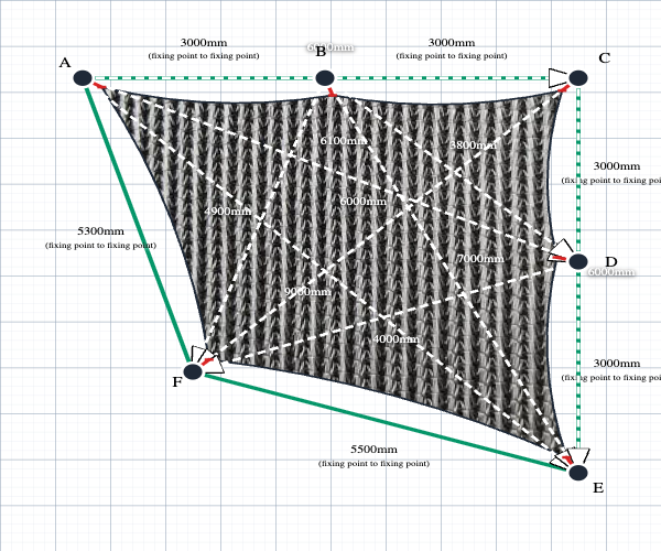 Custom Monotec 370 Shade Sail - Titanium - 6 Corner